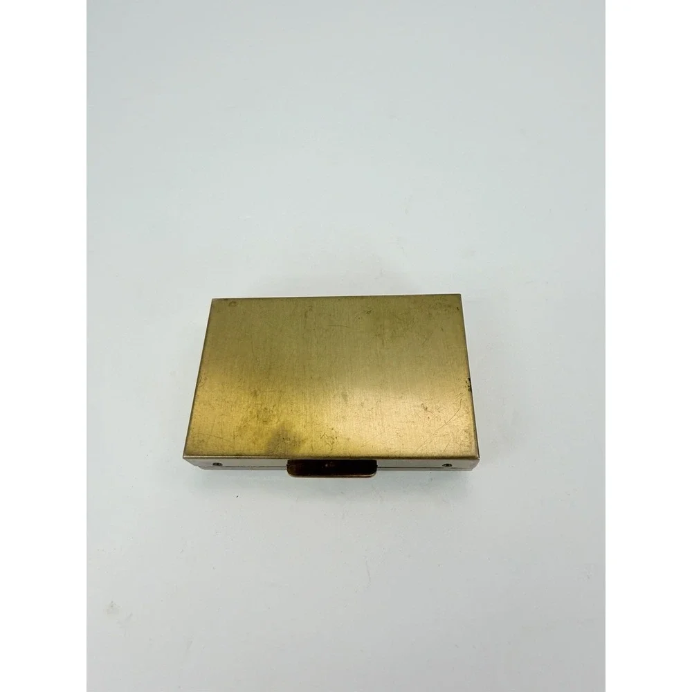 Small Brass Hinged Pill Box w/ Clasp Florida Nautical Design Decorative Case